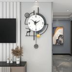 Büyük Duvar Saati Metal Dekoratif, Orta Yüzyıl Sessiz Tik Tak Sesi Çıkarmayan Büyük Saatler, Oturma Odası, Yatak Odası, Yemek Odası, Ofis İçin Modern Ev Dekorasyonları (Tek Renk 48 * 83cm)