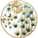 Büyük Duvar Saatleri,Büyük Duvar Saatleri,Sessiz Sanat Büyük Duvar Saatleri,3D Metal Oyma Çiçek Birdbamboo Dekorasyon Büyük Duvar Saatleri,Altın Yuvarlak Çerçeve Modern Tasarım Büyük Saat Yaşayan R