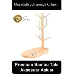 Büyük Geniş Bambu Aksesuar Takı Standı Askılığı Ahşap Anahtar Bardak Kupa Mutfak Raf Organizer