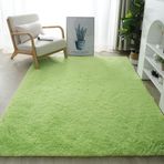 Büyük Gri Kaymaz Alan Halısı, Oturma Odası ve Yatak Odası için Kabarık Shaggy Halı, Yumuşak 200x300 cm Kaymaz Zemin Paspası, Rahat Ev Dekoru, Yeşil Renk Seçeneği