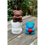 Büyük Gül Dokulu Teddy Bear Silikon Mum Kalıbı, Beyaz, El Yapımı Dekorasyon Malzemesi - Seçenek 1