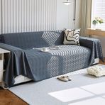 Büyük Kanepeler için Şönil Saçaklı Koltuk Örtüsü 1 4 Kişilik Çok Yönlü L/U Şekilli Tasarım Evcil Hayvan Dostu Kanepe/Çekyat/Koltuk Kılıfı Gri 180x420 cm