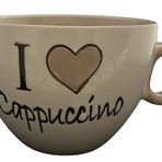 Büyük Kapuçino Kupa I LOVE CAPPUCCINO Stoneware Seramik Kupa Orijinal Sevgililer Günü, Doğum Günü, Anneler Günü, Kahvaltı için Kapuçino Kupası (Beyaz Taş)