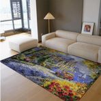 Büyük Karikatür Alan Halı 200x300 cm Yıkanabilir Kaymaz Çiçekli Nehir Tasarım Halı Oturma Odası Yatak Odası Çiftlik Evi ve Ofis Dekoru için