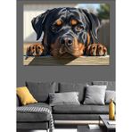 Büyük Köpek Rottweiler Portresi Dekoratif Kanvas - Mdf Ahşap Tablo