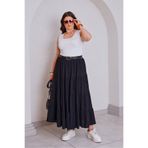 Büyük Moda DOKUMA VİSKOZ KATLI UZUN ETEK
