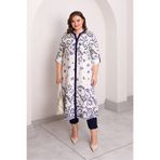 Büyük Moda KETEN DOKULU DESENLİ TUNİK GÖMLEK