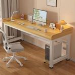 Büyük Modern Bilgisayar Masası Sağlam Metal Çerçeve Yazı Masası Ev, Ofis ve Oyun için 47 "x23.6" Kahverengi Kaplamalı İdeal Çalışma İstasyonu