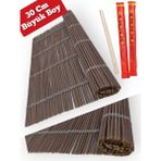 Büyük Orijinal Bambu Sushi Matı Sushı Sarma Hasırı Suşi Matı 30 x 40 cm 2 Çift Chopstick - No: 1