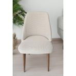 Büyük Oval Likralı Sandalye Kılıfı Yıkanabilir Streç Lastikli Bambu Sandalye Örtüsü 1 Adet - 45 x 56 cm - Krem