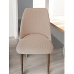 Büyük Oval Likralı Sandalye Kılıfı Yıkanabilir Streç Lastikli Bambu Sandalye Örtüsü 1 Adet - 45 x 56 cm - Vizon