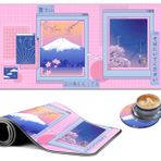 Büyük Oyun Fare Altlığı, EDGFRTOIO Pastel Sakura Montajlı Fuji Tasarım Bilgisayar Klavye Mat Masa Mousepad, Tam Masa Genişletilmiş XXL Mouse Pad 90 cm x 40 cm w/Dikişli Kenarlar Ofis Ev Oyunları için