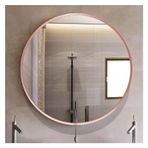 Büyük Pembe Altın Yuvarlak Duvar Aynası - 40 cm Kırılmaz Metal Çerçeve Banyo Aynası Tuvalet Masası için, Makyaj ve Ev Dekorasyonu için Modern Dekoratif Daire Ayna, Şık Duvar Aynası