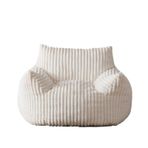 Büyük Puf Koltuk, Ergonomik Suni Kürk Fasulye Torbası Sandalye Kapak Fermuar Çok Renkli Leke Solmaya(1-seat-white)