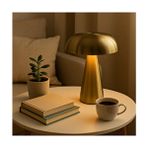 Büyük Şarjlı Gold Mantar Masa Lambası – Modern Dekoratif LED Abajur - Altın