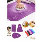 Büyük Silikon Hamur Açma Matı 60x45cm & Hamur Spatula & 3'lü Pasta Dekorasyon Seti