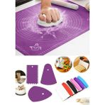 Büyük Silikon Hamur Açma Matı 65X45CM & Hamur Spatula & 3'lü Pasta Dekorasyon Seti