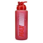 Büyük Su Matarası Tritan Pipetli Su Şişesi Max Spor Matarası Suluğu BPAsız 1000 mL Kırmızı 0112