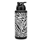 Büyük Su Matarası Tritan Pipetli Su Şişesi Zebra Spor Matarası Suluğu BPAsız 1000 mL Siyah 0112