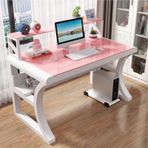 Büyük Temperli Cam Bilgisayar Masası - Depolama Raflı Modern Ofis Masası Sağlam Metal Çerçeve Ev Ofis İş İstasyonu için Oyun ve Yazı Masası (39 inç)