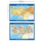 Büyük Türkiye Haritası 70x100 cm Çift Taraflı Çıtalı Askılı Hem Siyasi Hem Fiziki