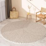 Büyük Yuvarlak Halı - Yatak Odası ve Oturma Odası için Kalın Kaymaz Halı - 80x80CM Basit Kütük Tasarımı - Kanepe ve Sehpa Dekoru için İdeal