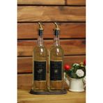 Büyülü Home 2'Li Ahsap Stantlı Gold 750 Ml Ayçiçek Yağı Zeytinyağı Sisesi Yağdanlik