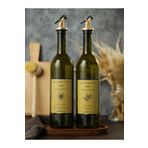 BÜYÜLÜ HOME Ahşap Stantlı Amber 2 Adet Gold Tıpalı Gold Etiketli 750ml Zeytinyağı Ayçiçek Yağı Sıvıyağ Şişesi
