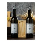 BÜYÜLÜ HOME Ahşap Stantlı Amber 2'li 750 ml Zeytinyağı Sıvıyağ Şişesi Yağdanlık Yağlık