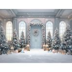 Büyülü Kış Sarayı: Pastel Renklerle Süslenmiş Noel Arka Planı 200X150CM Stüdyo Fonu