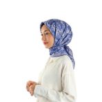 Buz Mavi Başak Desen Twill İpek Eşarp