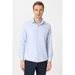 Buz Mavi Slim Fit Desenli Klasik Yaka Gömlek