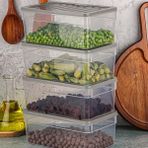 Buzdolabı Düzenleyici Organizer Mikrodalga ve Difrize Uygun Saklama Kabı Antrasit Set 1170 ml (Gr