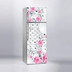 Buzdolabı Sticker Kaplama Dolap Kaplama Etiketi 3D Pembe Gül