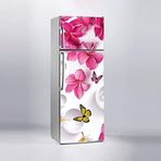 Buzdolabı Sticker Kaplama Dolap Kaplama Etiketi Pembe Çiçek Kelebek