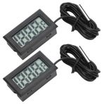 Buzdolabı Termometresi, Su Geçirmez Sualtı Algılama 2 Adet Elektronik Dijital Termostat -50°~110° Sera Için Akvaryum Için (BLACK)