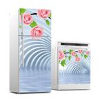 Buzdolabı Ve Bulaşık Makinası Beyaz Eşya Sticker Kaplama 3d Tünel Pembe Gül