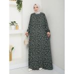 Büzgü Detaylı Rahat Kesim Anne Elbisesi - Haki / E0131 - 54 - 56