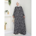 Büzgü Detaylı Rahat Kesim Anne Elbisesi - Siyah / E0131 - 46 - 48