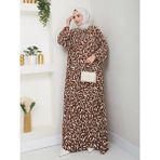 Büzgü Detaylı Rahat Kesim Anne Elbisesi - Taba / E0131 - 50 - 52