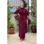 Büzgü Detaylı Sandy Elbise 3970 Bordo - 38