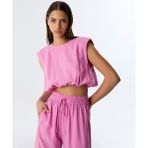 Büzgülü Crop Bluz TS1250006124071 - Mor - 36