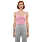 Büzgülü Örme Bluz Rahat Şık Fitted Kalıp Kare Yaka Modern Stil Görünüm_Pembe-S