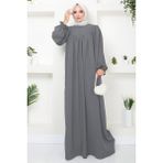 Büzgülü Robalı Elbise Gri HM2501 - 44