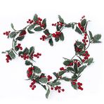BUZIFU Noel çelengi, 200 cm, çilek çelengi, Noel yapay çobanpüskülü, çilek, Noel çelengi, kış yeşili, Noel için, şömine, merdiven masa dekorasyonu