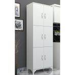 Buzkan Mobilya % 100 Mdf Lam -Frenli-Çok Amaçlı Kiler Balkon Banyo 6 Kapaklı Dolap 71 x 194 cm - Beyaz - Beyaz