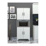 Buzkan Mobilya %100Mdf Çok Amaçlı, Fırın, Kiler,Balkon, Banyo, Dolap (Büyük Boy Fırın Kabini) Bzk5007 Beyaz Parlak