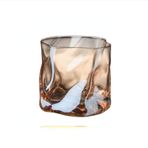 Buzlu Cam Bira Bardağı Su Bardağı Anahat Altın Isıya Dayanıklı Shot Bardağı Renkli Kokteyl Camı Bükümlü Şekilli Kahve Kupası (kehribar 280 ml, 280 ml)
