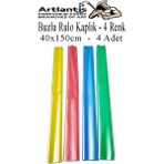 Buzlu Rulo Şeffaf Kaplık 4 Adet 40x150 cm Defter Kitap Kaplığı Okul Öğrenci Rulo Kaplık Renkli