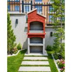 Büzsan Barbekü Beton Barbekü Mangallık 70 Lik Gri - Kırmızı Akrilik Malzeme ile Uzun Ayaklı Tasarım - 284